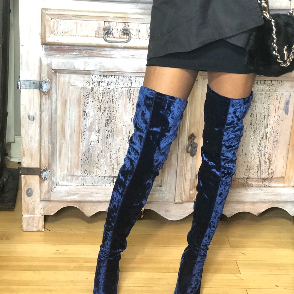 Thalia Crushed Velvet Thigh Boots